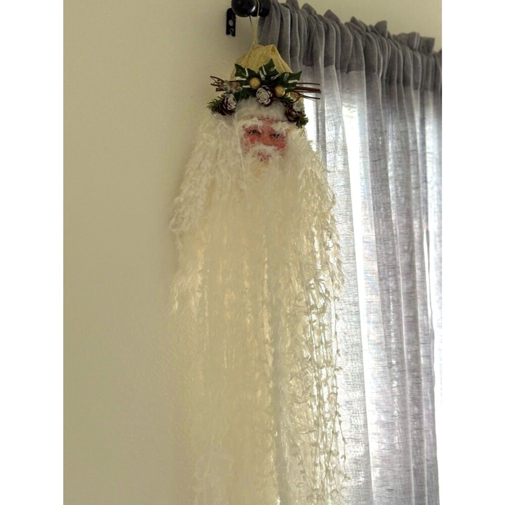 Father Christmas Door Hanging 36” Long White Beard Rustic Woodland Holiday Decor - Picture 6 of 9